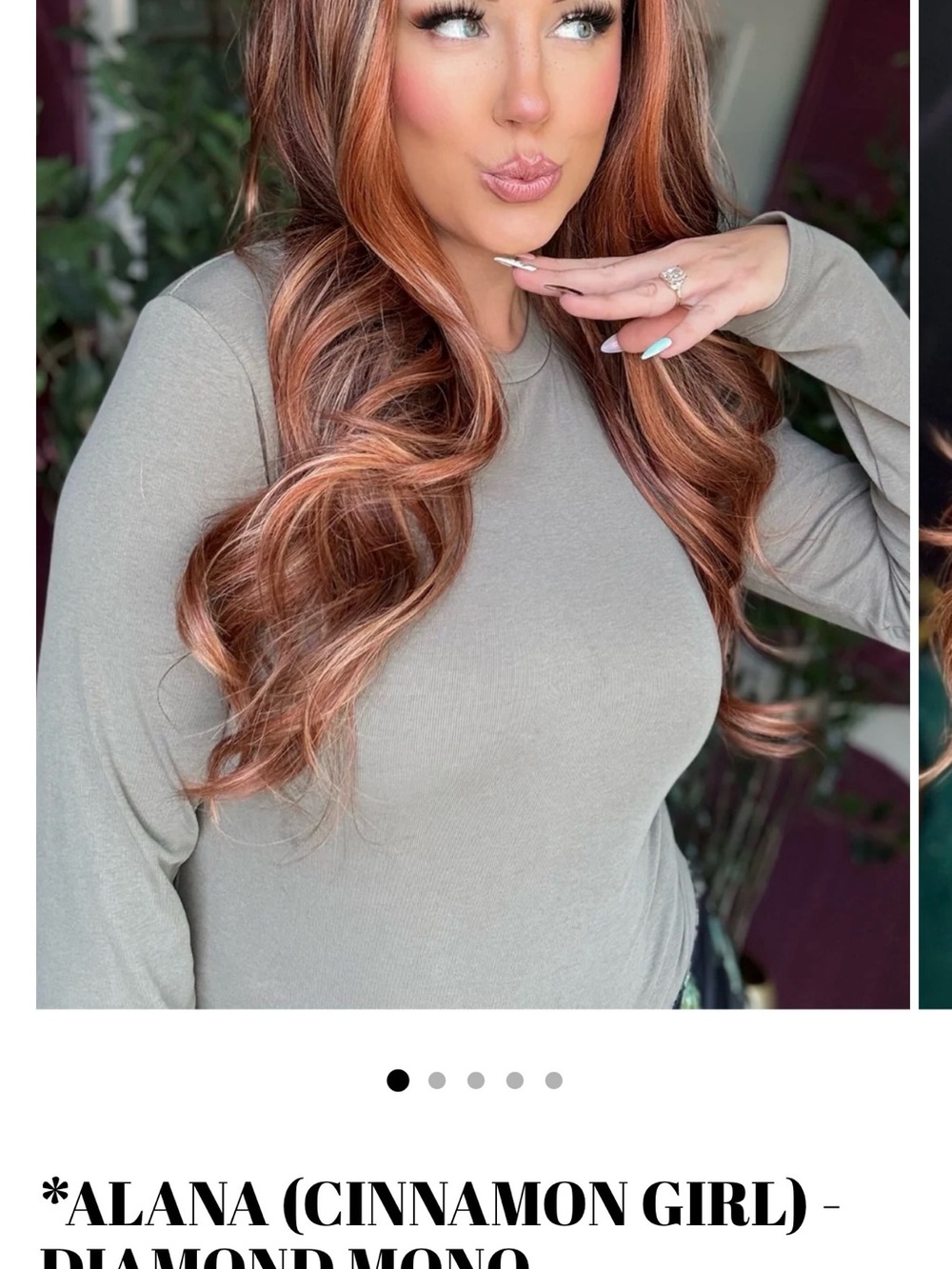 Alana (Cinnamon Girl) Long Wavy Human Hair Wig in Cinnamon Copper- BNWT stand